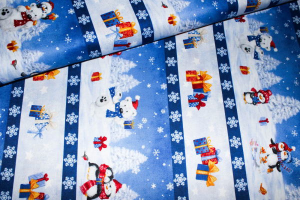 Designer-Baumwollstoff Snow what Fun Repeating Stripe (10 cm)